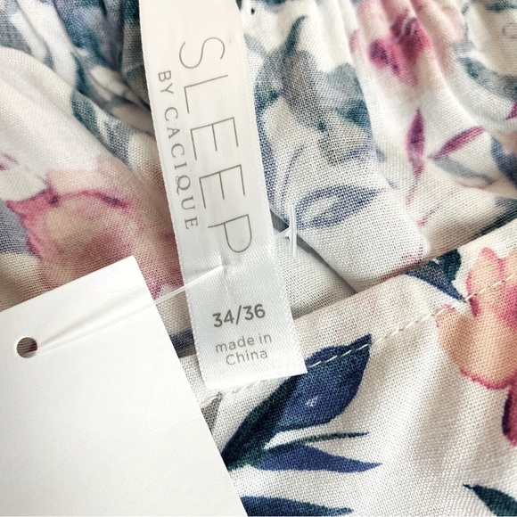 Cacique Sleep Floral Ruffle Hem Chemise Size 34/36 - Picture 6 of 7